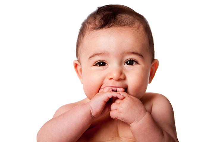 3 month old baby hands shop in mouth