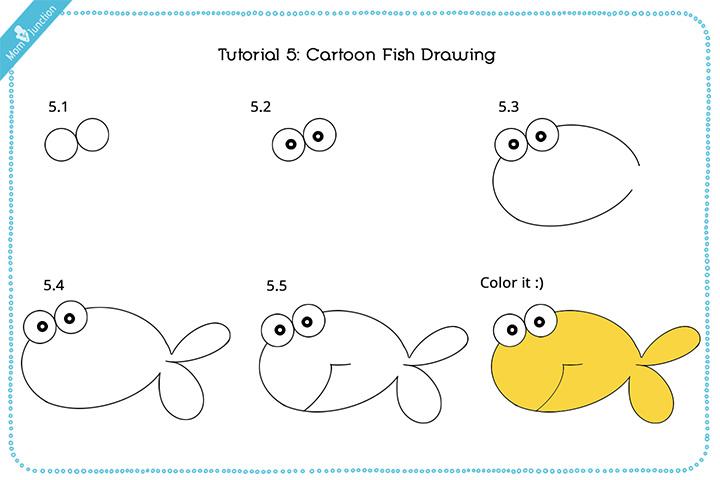 Step by step to draw a Cute Fish. Drawing tutorial a Cute Fish