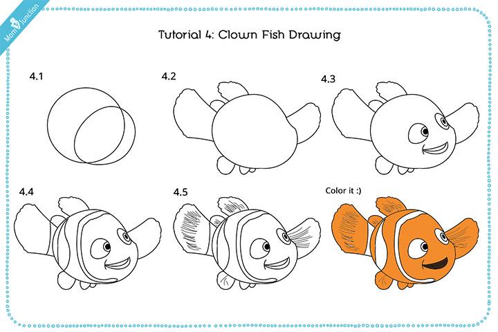 Step by step to draw a Cute Fish. Drawing tutorial a Cute Fish