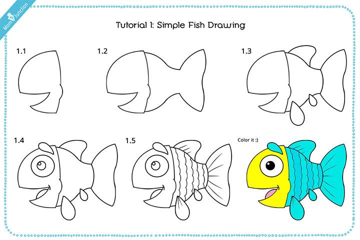 Step by step to draw a Cute Fish. Drawing tutorial a Cute Fish