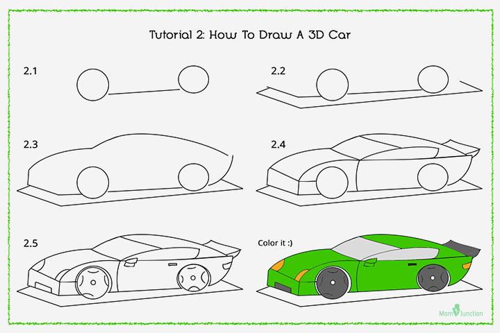 how to draw a car step by step for kids