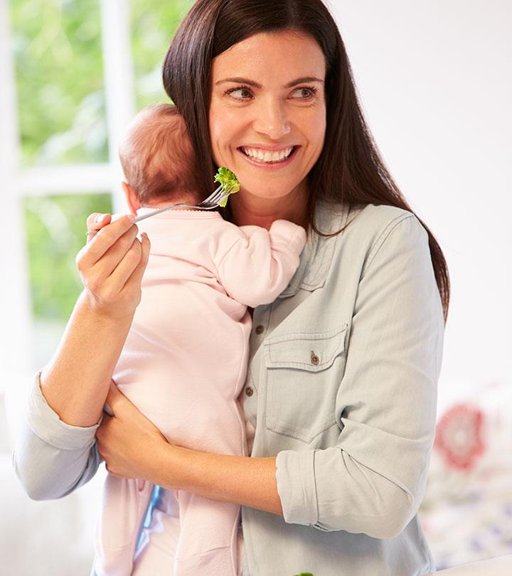 Breastfeeding Mom Having Healthy Food