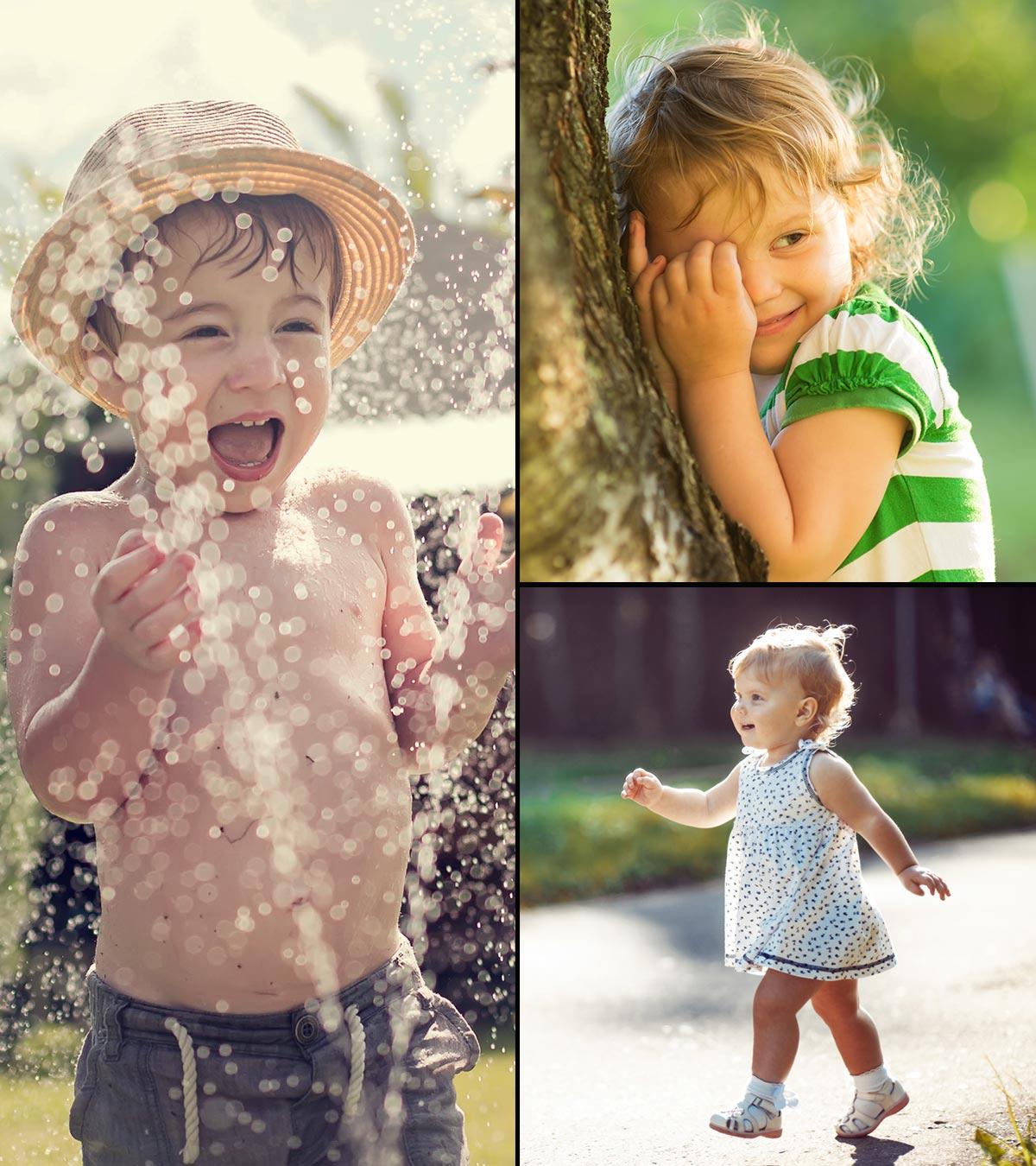 Toddlers are playing some outdoor games