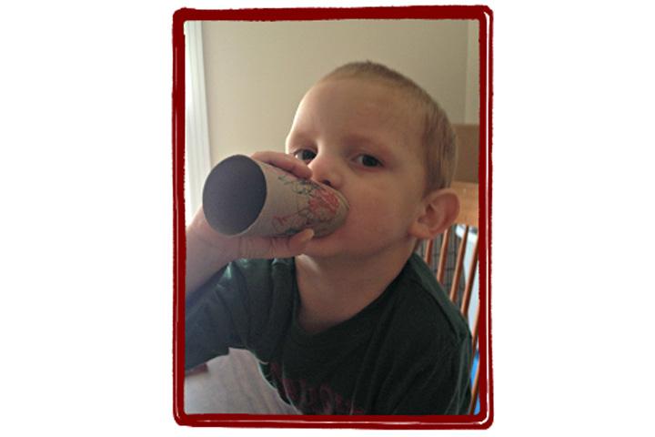Horn crafted from a paper towel roll, Musical instrument crafts for kids