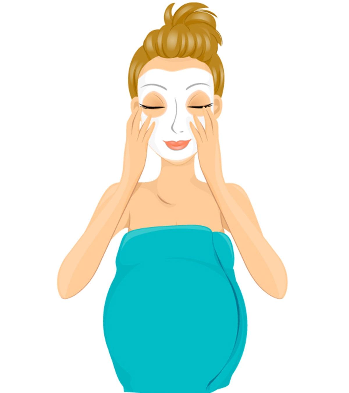 A pregnant lady doing a facial