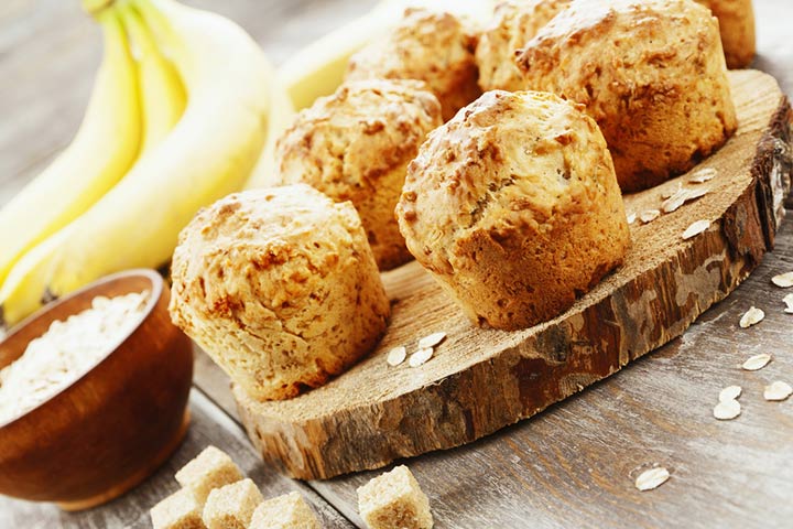 Oats and bananas muffin finger foods for toddlers