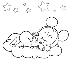 Baby mickey sleeping coloring page