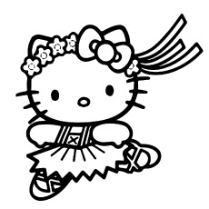 Printable Dancing Hello Kitty Picture to Color