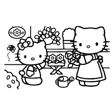 Hello Kitty in Nursery Coloring Page to Print