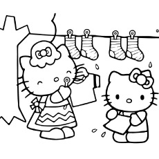 Free Printable Hello Kitty Helping Mom Coloring Pages