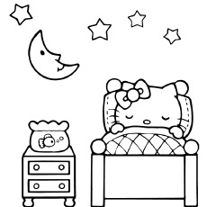 Hello Kitty Is Sleeping Coloring Pages