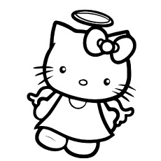 Hello Kitty as Angel Printable Kids Coloring Sheets