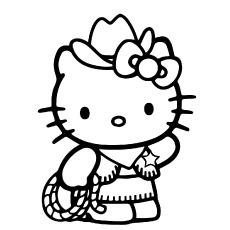 Cute Hello Kitty as Cow Boy to Color Sheets