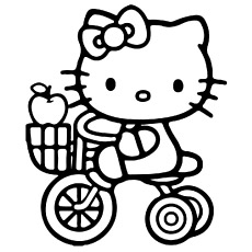 Kitty Riding Cycle Picture to Color