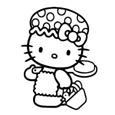 Hello Kitty Going to Bathing Printables Colouring Pages