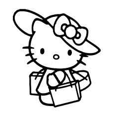 Hello Kitty Shoping Printable Coloring Page for Kids