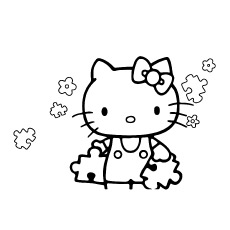 Hello Kitty with Puzzle Pieces to Color Free 