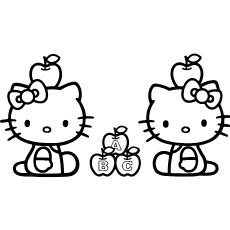  Hello Kitty with Apples Printable Sheets to Color 