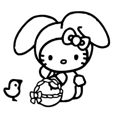 Hello Kitty with Bag Coloring Sheet Free