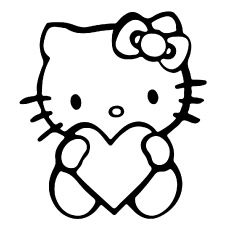 Hello Kitty with Heart Coloring Sheets Printable for Kids