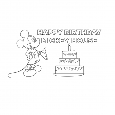 Mickey Celebrating Birthday Coloring Page