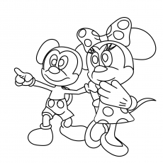 Mickey Having Fun with Minnie Coloring Page