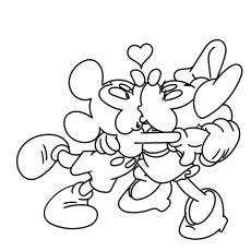 Mickey Kissing Minnie Coloring Page