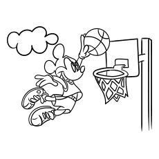 Mickey Mouse Playing Basketball coloring page