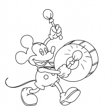 Mickey Mouse Playing Drums Coloring Page