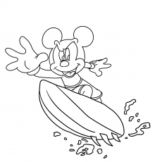 Mickey Surfing Coloring Page