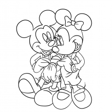 Mickey and Minnie in Romance Coloring Page