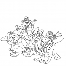 Mickey and Friends on Christmas Coloring Page