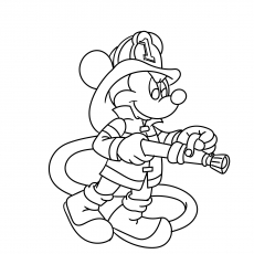 Mickey as Firefighter Coloring Page