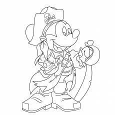 Mickey as Pirate Coloring Page