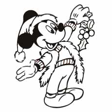 Mickey on Christmas coloring page