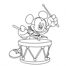 Mickey Playing Drums Coloring Page