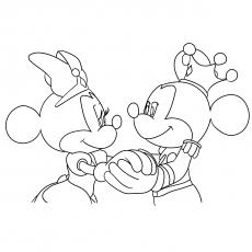 Prince Mickey and Princess Minnie Coloring Page