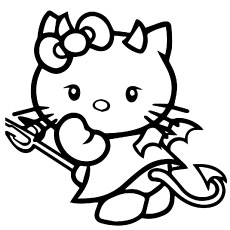 Spicy Hello Kitty Printable to Color for Kids