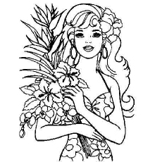 Barbie Love Flowers Coloring Page