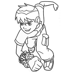 Ben with famous Omnitrix coloring page