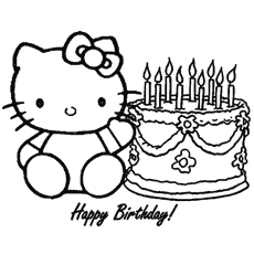 Hello Kitty Happy Birthday Coloring Pages
