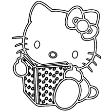Hello Kitty Reading Coloring Pages to Print