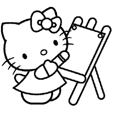 Hello Kitty Becomes the artist Coloring Pages