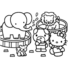 Hello Kitty Helps in Shopping Printable Coloring Pages