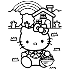 Printable Hello Kitty House Coloring Pages