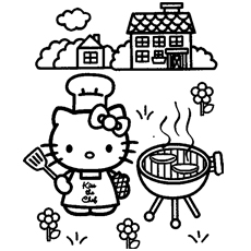 Kitty Cooking Snacks Coloring Pages