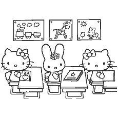 Kitty in Class Coloring Pages