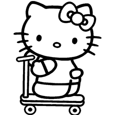 Hello Kitty riding tri-cycle Coloring Pages