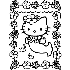 Little Kitty as a Mermaid Coloring Pages