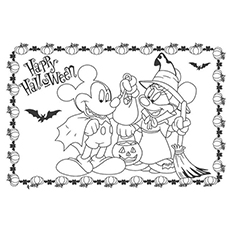 Mickey mouse celebrate halloween day coloring page